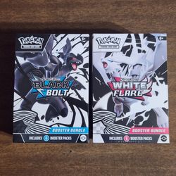 Pokemon Cards Scarlet and Violet White Flare and Black Bolt Booster Bundles