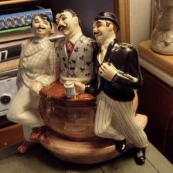 3 Men At Bar "Gay Nineties" Pottery Figurine