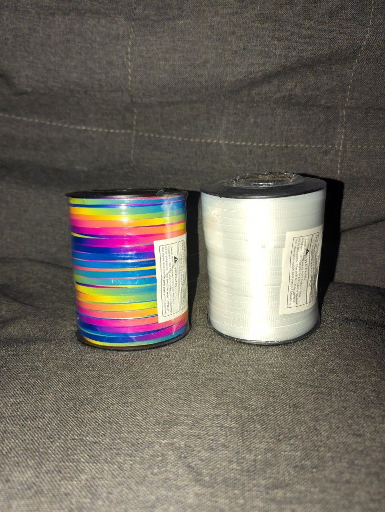 Rainbow And All White balloon Ribbon