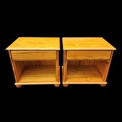 Solid Pine Nightstand Side Tables. Set Of 2. 24"Lx13"Wx22"H