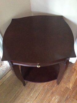 Bombay Shop mahogany Side Table Single Drawer Gold Pull Bottom Shelf