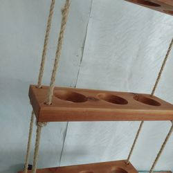 Custom Wood & Rope Plant Shelves