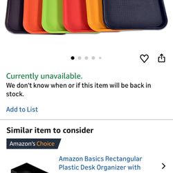 COLORFUL PLASTIC TRAYS PACK OF 6 