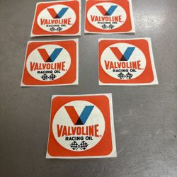 Lot Of 5 Vintage Valvoline Racing Oil Stickers