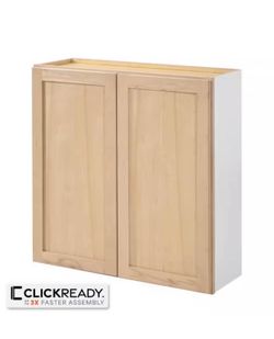 Hampton Bay 36 in. W x 12 in. D x 36 in. H Ready to Assemble Wall Kitchen Cabinet in Unfinished with CLICKREADY Technology