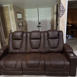 Mor Furniture sofas 14 months old-brown