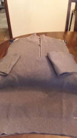 MICHAEL KORS LS FRONT QUARTER ZIP TWO TEXTURED SWEATER SZ M GREY Mens