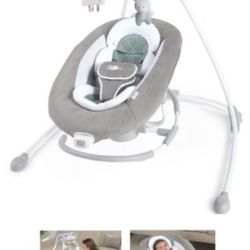 Ingenuity InLighten 2-in-1 Baby Swing & Rocker - Cool Mesh, Vibrations & Lights - Pemberton