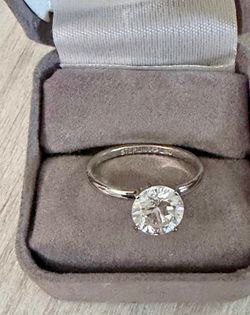 Anillo solitario sterling piedra zirconia size 7 joyería antigua