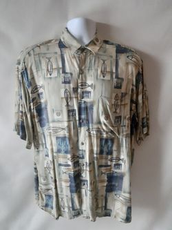Campia Moda mens short sleeve button-down shirt size L
