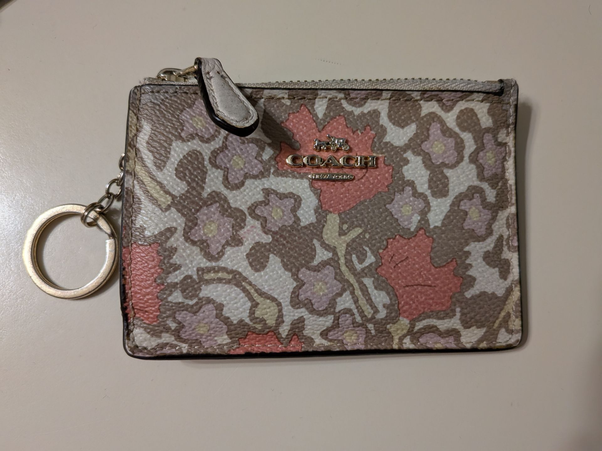 COACH | Yankee Floral Print Card Holder Key Ring