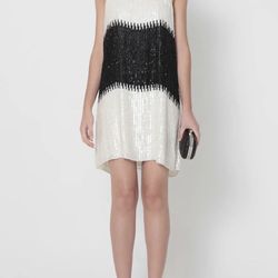 Parker Sequined Black & White Mini Dress, Size small