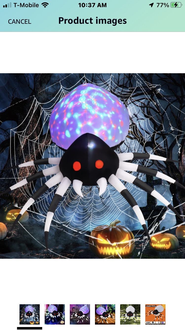 GOOSH 6 FT Height Halloween Inflatables Outdoor Spider with Magic Light, Blow Up Yard Decoration with LED Lights 