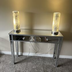 Vanity mirror and lamp