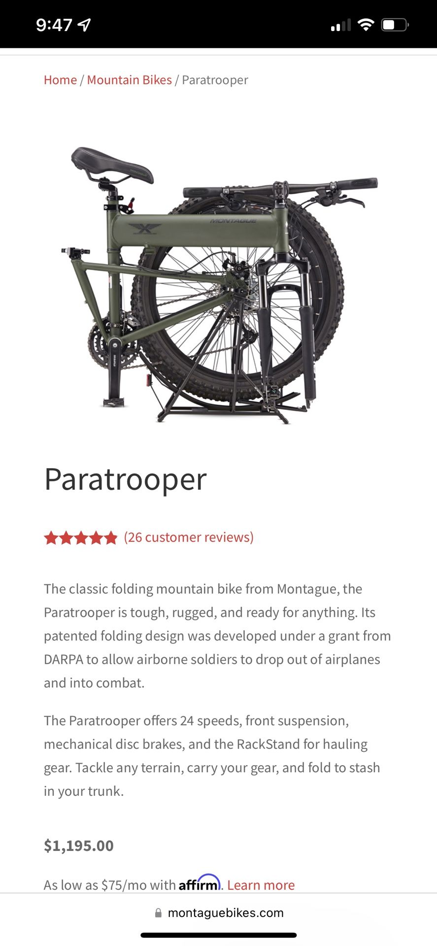 Montague Paratrooper Foldable Hummer Edition Bike