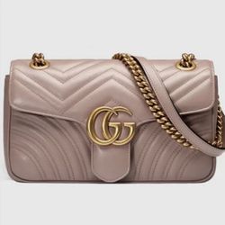 Authentic Gucci  Marmont Medium Leather Matelasse Beige Shoulder Bag $2980+tax!!!