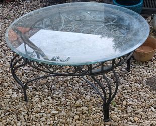 Glass Top Wicker Table