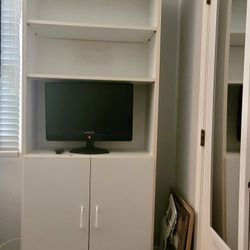 White Bookshelf With Cupboards 