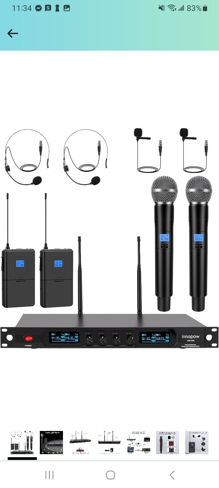 innopow 4-Channel Wireless Microphone System, Quad UHF Metal Cordless Mic, 2 Handheld Mics, 2 Bodypack Mics, Long Distance150-200Ft, Fixed Frequency