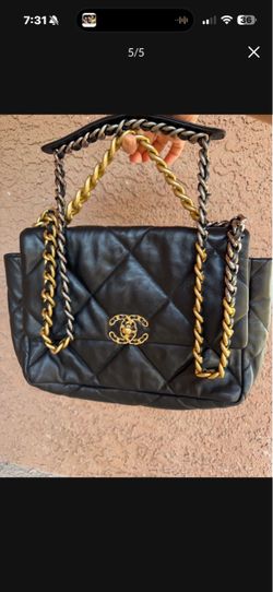 Like New Soft Genuine Lambskin Shoulder Bag (Black / Gold & Silver Chain)