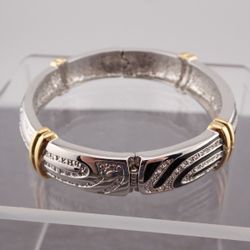 JBK Black Enamel Crystal Gold Silver Tone Bangle ($ reduced)
