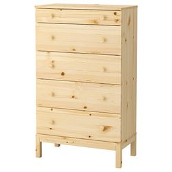 Pair of Tarva 5 Drawer Dresser Pine