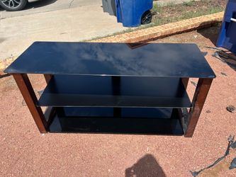 3-Tier Black Glass TV Stand