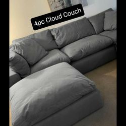 Gray Cloud Modular Sectional Couch Sofa 4pc