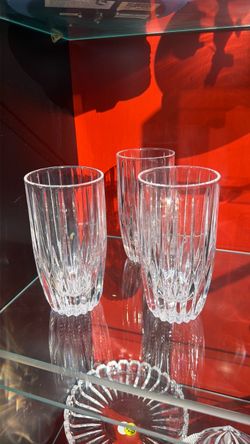 Mikasa Park Lane Highball Glass Set of 3 Crystal Cut Glass Tumblers