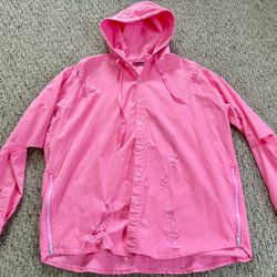 CARMAR Women’s Size S Small Distressed Lite Pink Button Up Jacket With Hood
