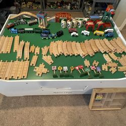 Train Table w/Tracks, Trains, and Accessories 