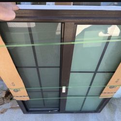 35.75 x 49.25, 36x50 Brand New Impact Hurricane Window, Brown exterior color, white interior color, 36x50 Privacy