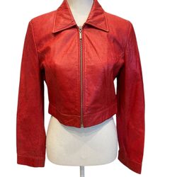 Vintage Women’s pelle studio Wilson Short Mid Show Red Leather Jacket Sz :S