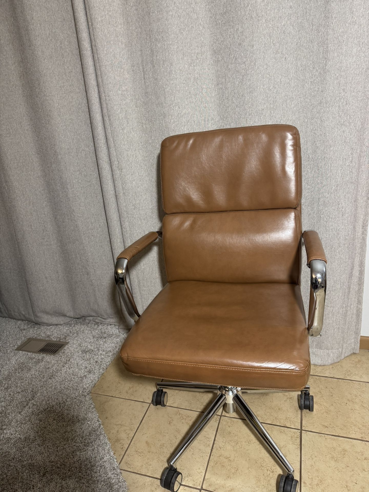 Better Homes & Gardens Swivel Office Chair, Faux Leather, Upholstery, Brown