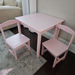 Kids Wood Desk with 2 Chairs 