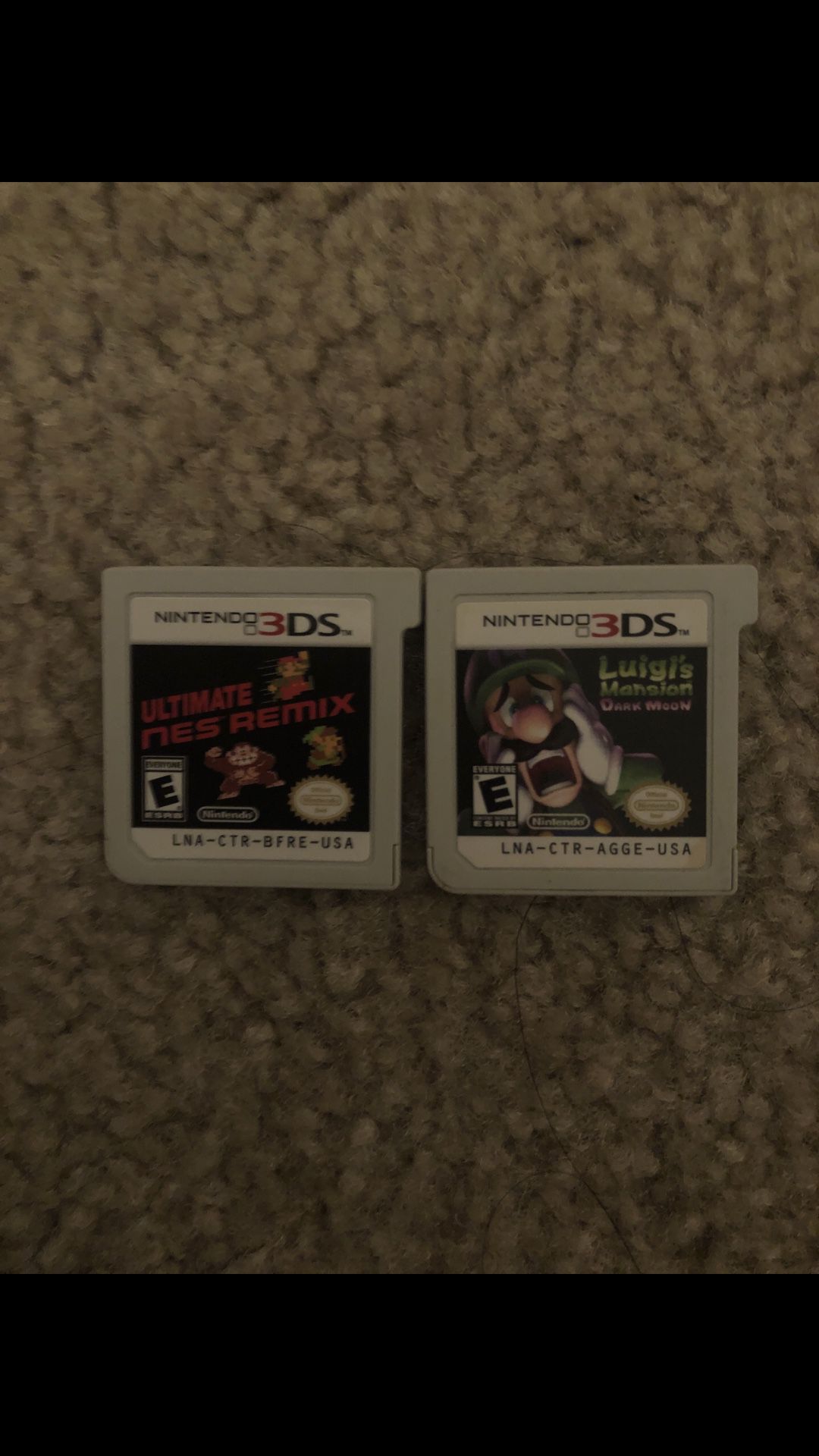 Luigi’s Mansion Dark Moon and Ultimate NES Remix 3ds games/no case