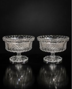 Pair of Cut Crystal Footed Compote Bowls