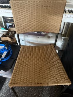 Woven Rattan Chair with Metal Frame