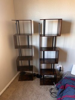 Rustic brown modern bookshelves