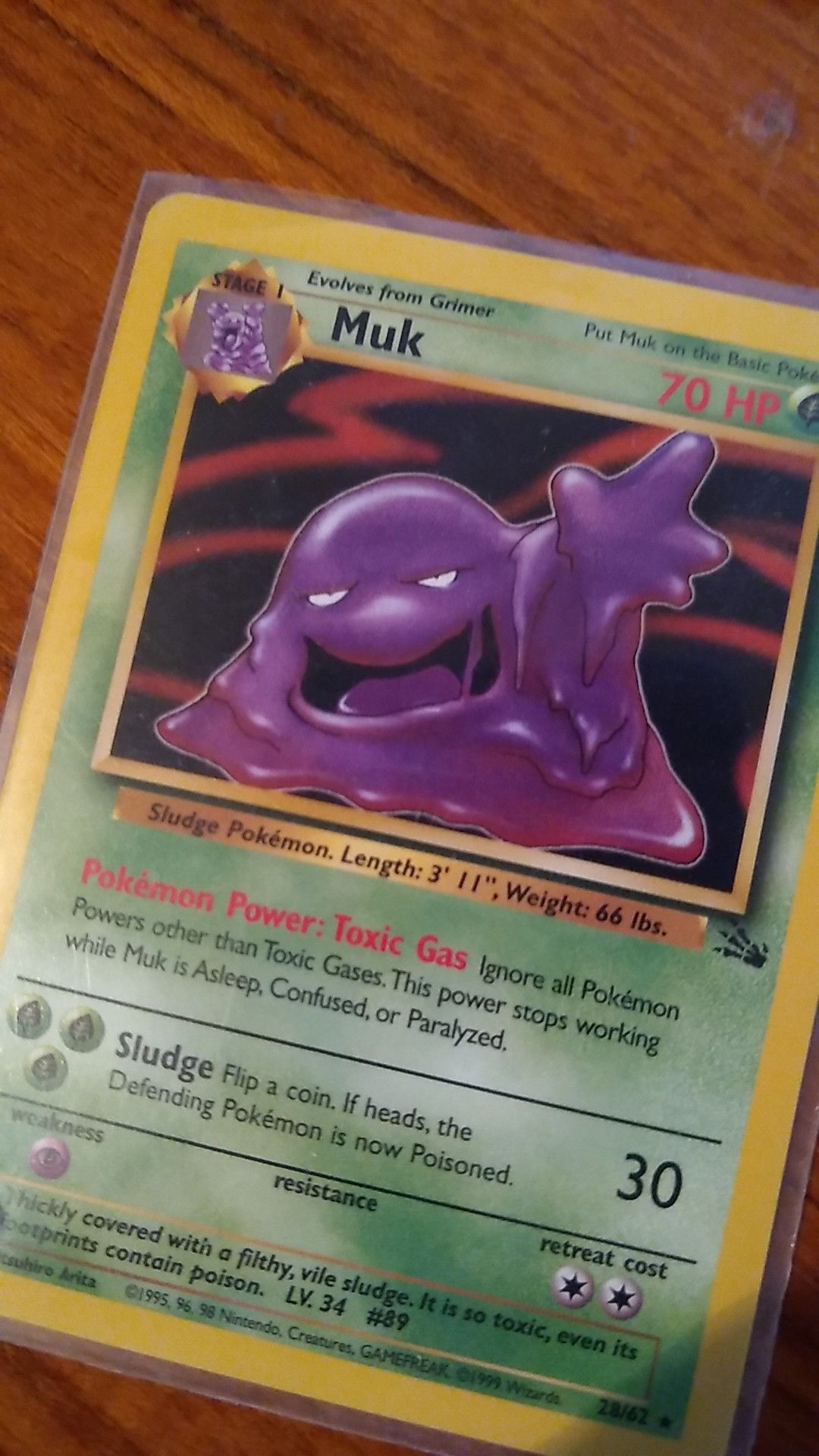 Pokemon Muk 28/62 Rare Card