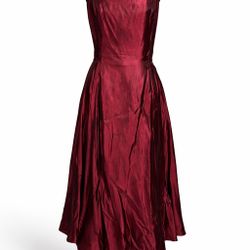 Alex Evenings Burgundy Taffeta Sleeveless Fit & Flare Midi Ball Gown