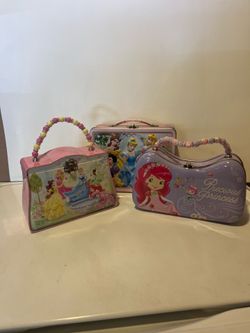 Girls metal keepsake boxes lot of 3 princess boxes