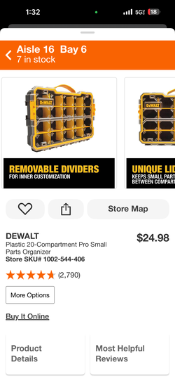 New DEWALT Plastic 20-Compartment Pro Small Parts Organizer