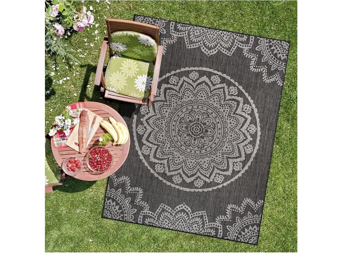 CAMILSON Outdoor Rug 5x7 Modern Area Rugs for Indoor and Outdoor Patios and Porches - Waterproof Washable Non-Shedding Easy-to-Clean Outside Carpet (5