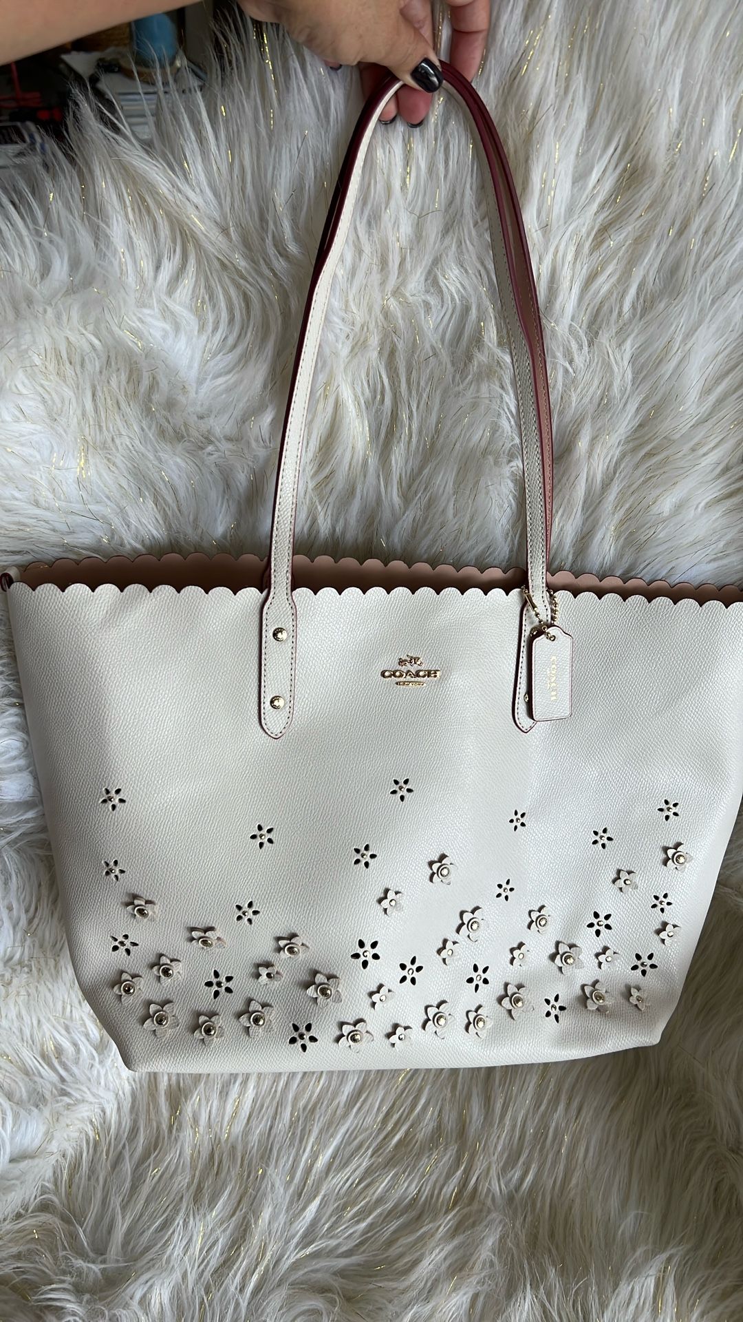 Coach Bag , White Flowers Decor