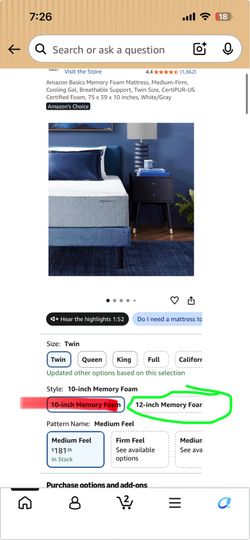 Twin 12 inch mattress memory foam
