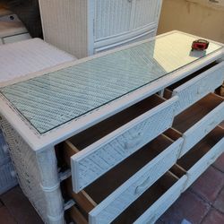 Set Of Wicker, Wood, Dressers