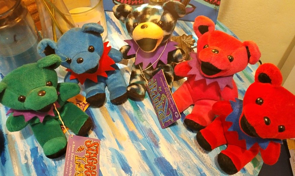 Liquid Blue 1997-98 Grateful Dead Beanie Baby Dancing Bears Lot Of 5