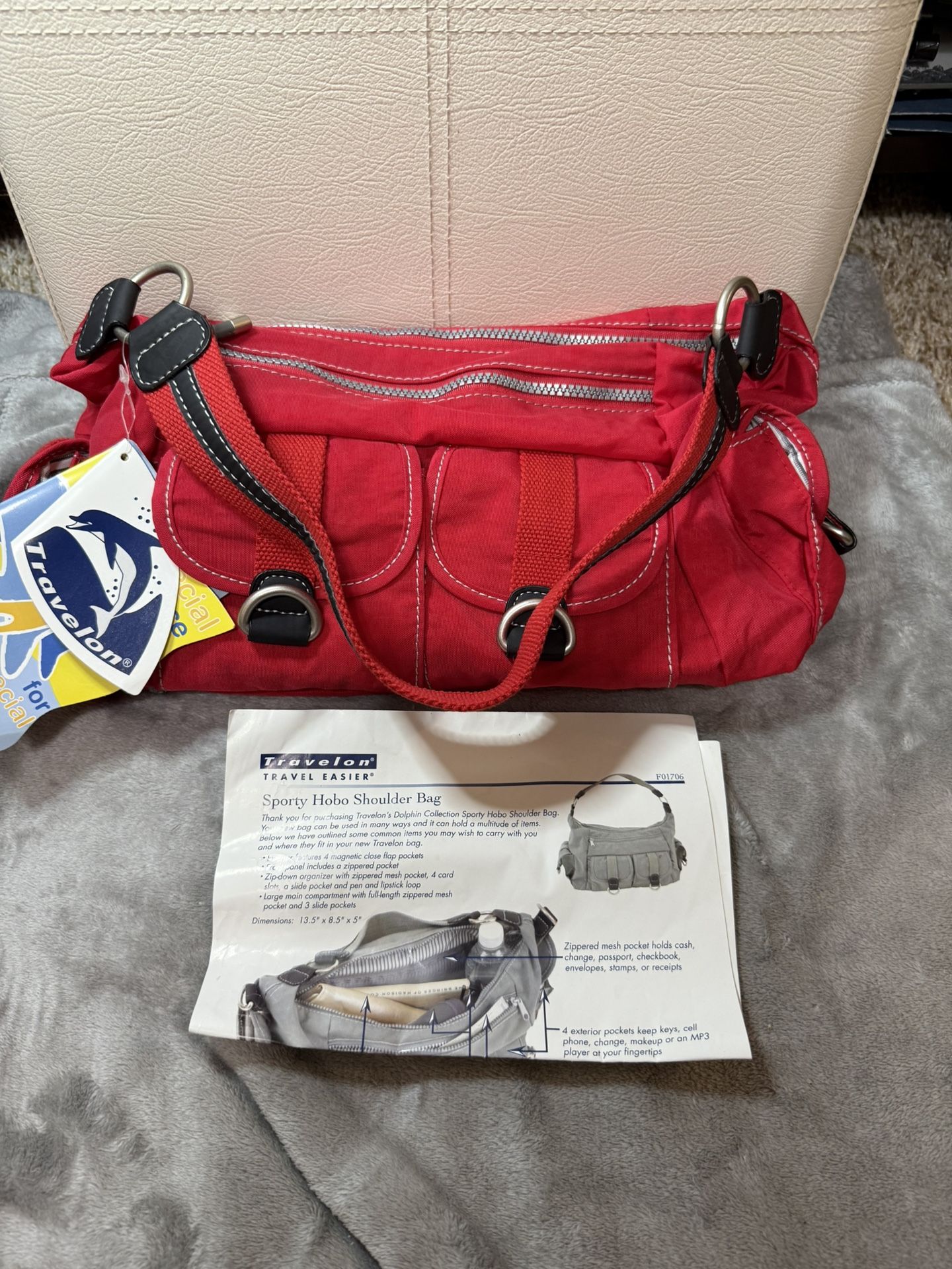 Brand new Travelon Sporty Hobo Shoulder Bag