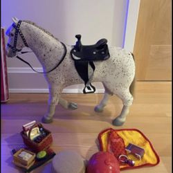 American Girl Doll Saige’s Horse, Hat & Riding Helmet, Saddle & Picnic Sets